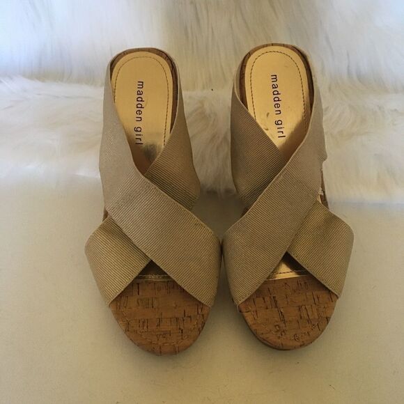 Madden girl wedge sandals golden kaki size 9 - Picture 1 of 5
